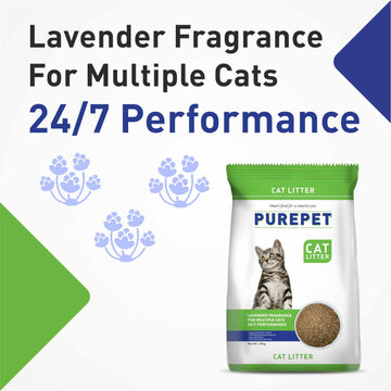 Purepet Lavender Scented and Petcrux Lavender & Lemon Scented Smart Clumping Cat Litter Combo (1+1)