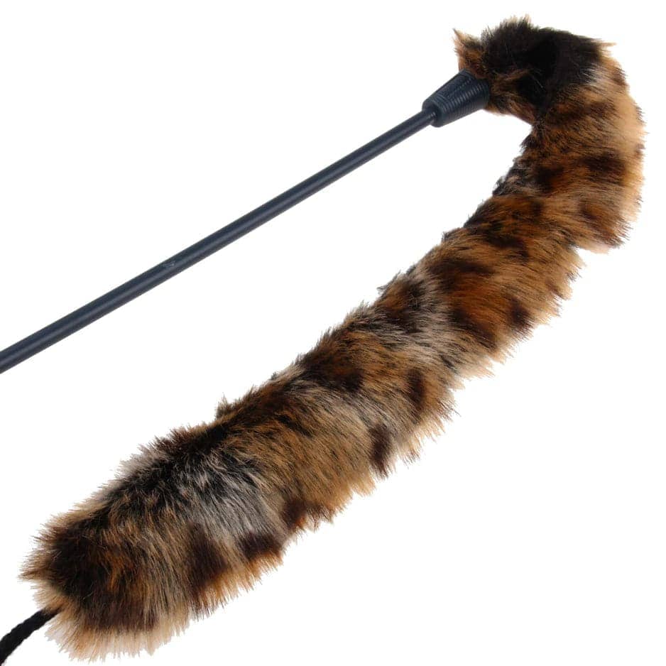GiGwi Feather Teaser Catwand with Natural Feather Plush Tail & TPR Handle Toy for Cats (Red/Natural)