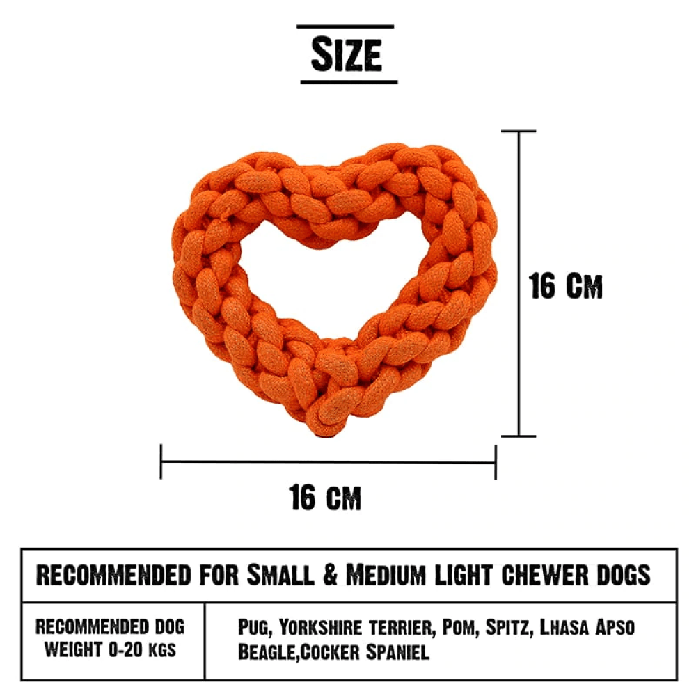 Dogitos Knotted Cotton Heart Shaped Rope Toy for Dogs