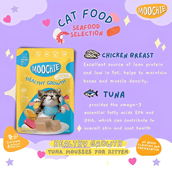 Moochie Tuna Chicken and Salmon Oil Grain Free Healthy Growth Cat Treat