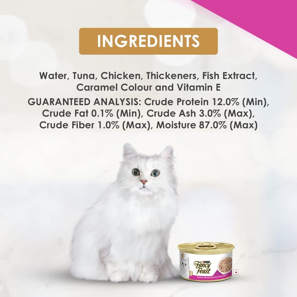 Purina Fancy Feast Seafood and Chicken Feast in Thick Gravy Cat Wet Food (5 + 1 Free)
