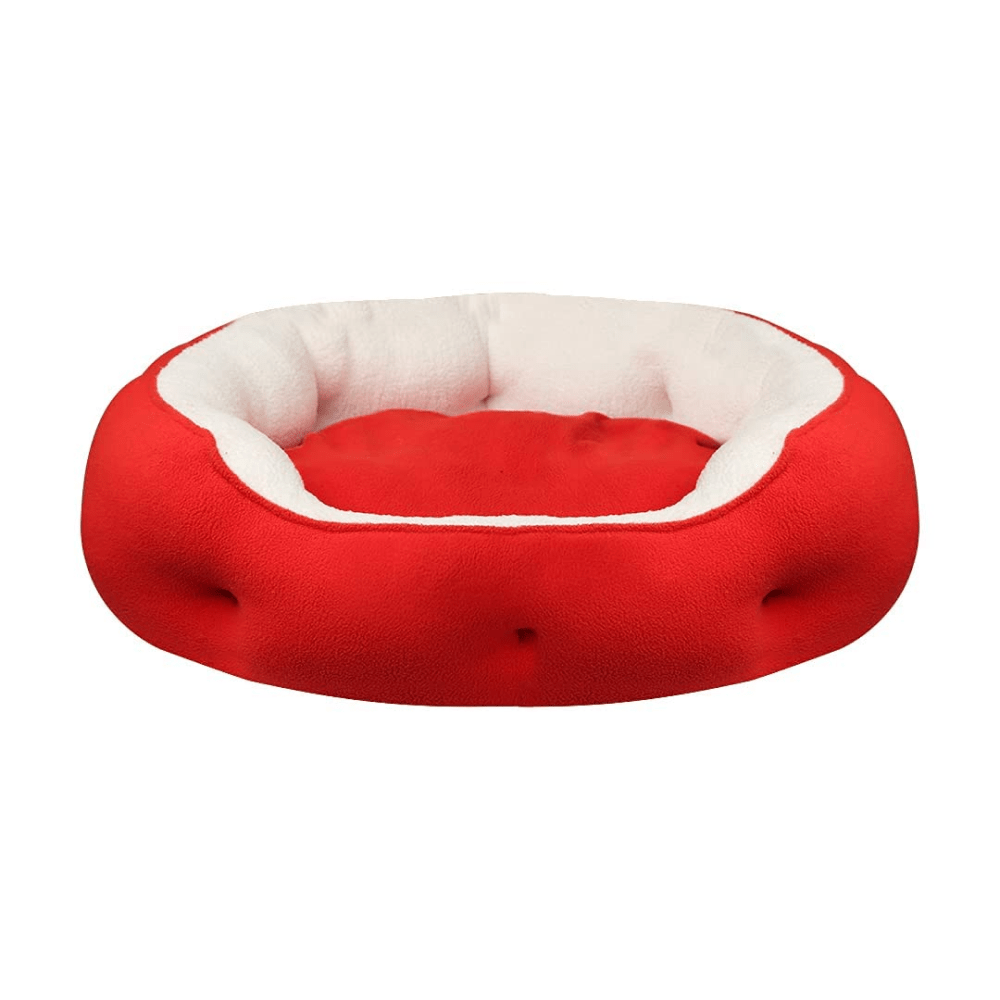 Hiputee Luxurious Paw Shape Dual Colour Bed for Dogs and Cats (Red & Cream)