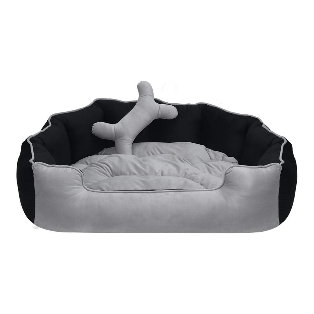 Hiputee Reversible Holland Velvet Bed for Dogs and Cats (Grey, Black)