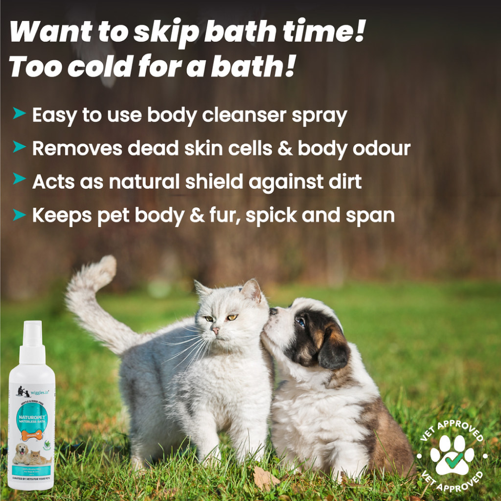 Wiggles Naturopet Organic Dry Waterless Bath Shampoo for Dogs and Cats