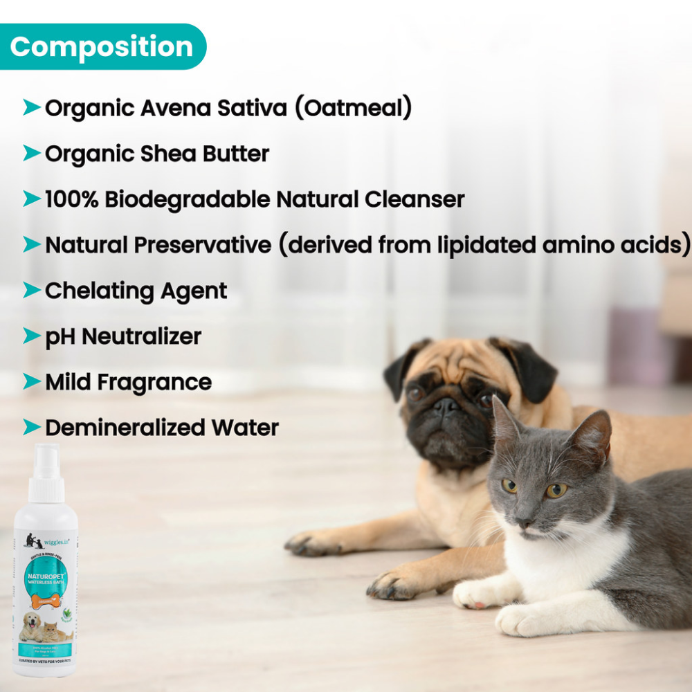 Wiggles Naturopet Organic Dry Waterless Bath Shampoo for Dogs and Cats