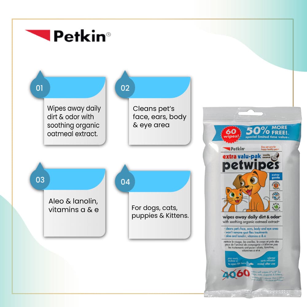 Petkin Petwipes for Dogs and Cats Both-Grooming Supplies Petkin