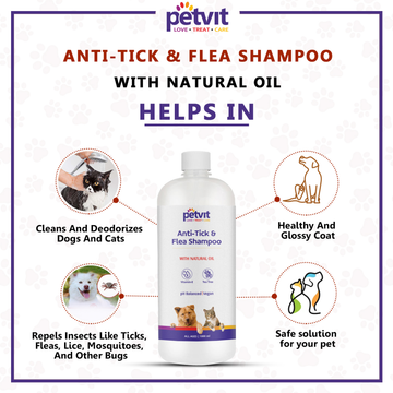 Petvit Anti Tick  Flea Larvae Lice Mosquito Shampoo for Dogs and Cats