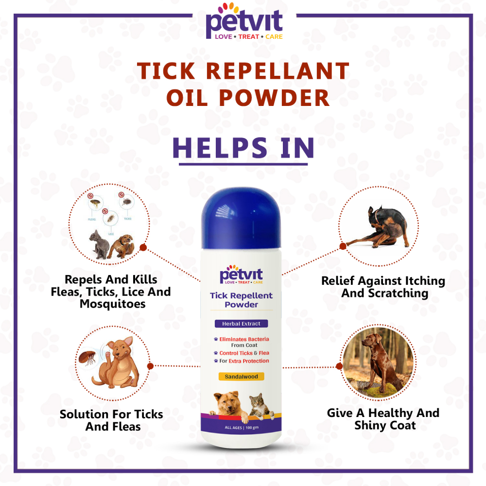 Petvit Tick Repellent Powder for Dogs and Cats