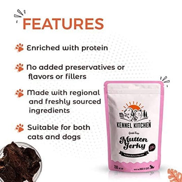 Kennel Kitchen Air Dried Mutton Jerky Dog and Cat Treats