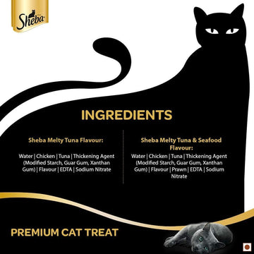 Sheba Tuna Flavor and Tuna & Prawn Maguro Selection Melty Premium Cat Treats