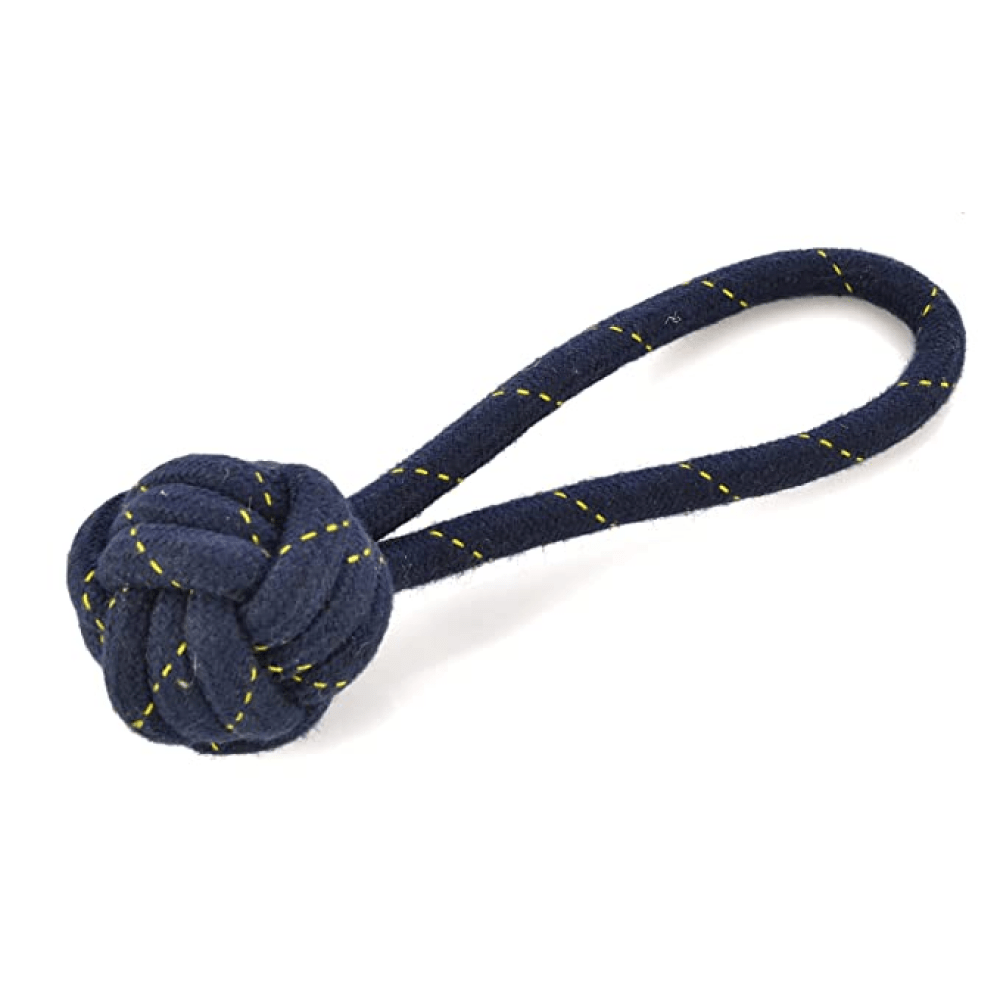 Kiki N Pooch Rope Handle Ball Toy for Dogs (Blue)