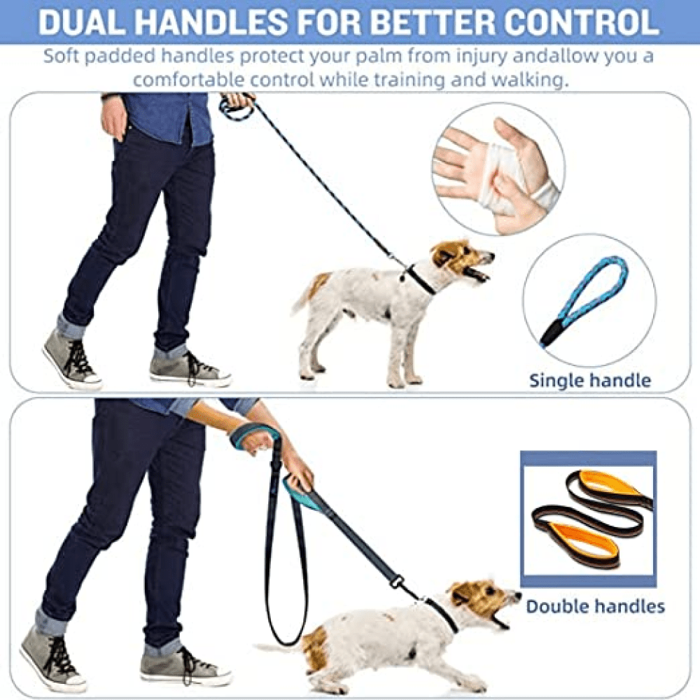 Glucklich Dual Handle Leash for Dogs (4ft Sports Black)