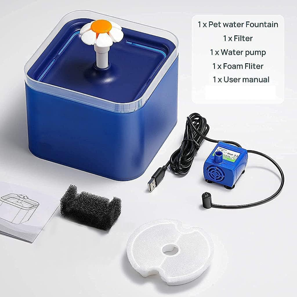 QPets Automatic Water Fountain with LED Light for Pets (Blue)