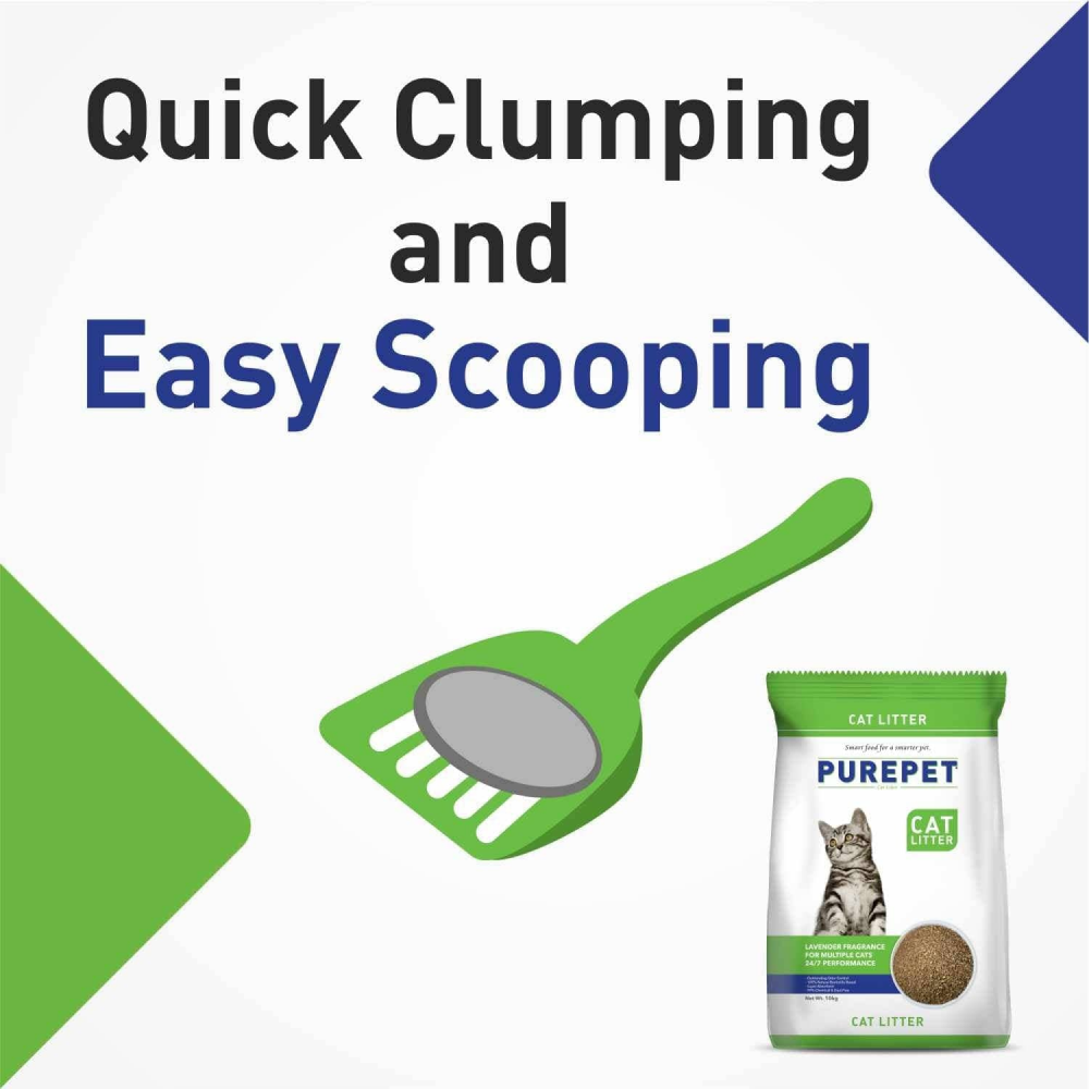Purepet Lavender Scented Clumping Cat Litter and M Pets Basic Cat Litter Scoop Combo