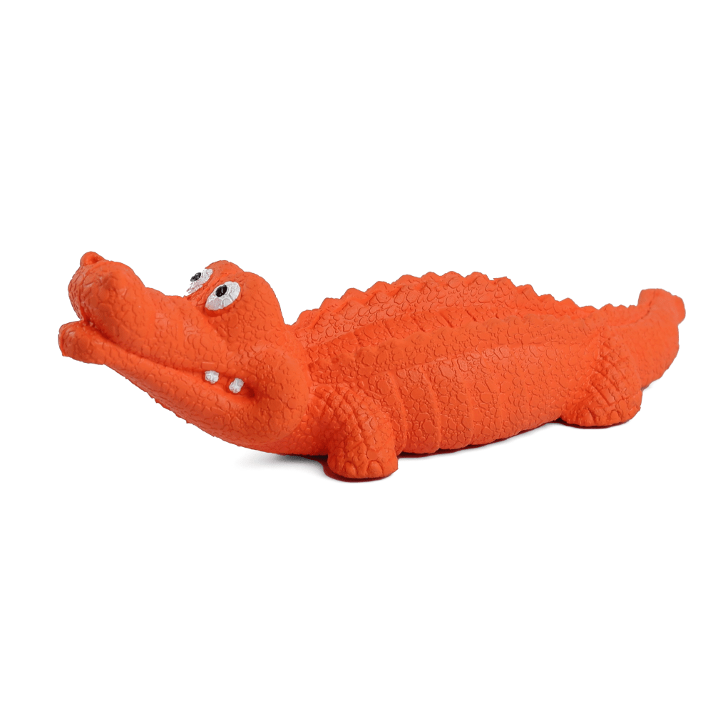Goofy Tails Squeaky Rubber Crocodile Toy for Dogs