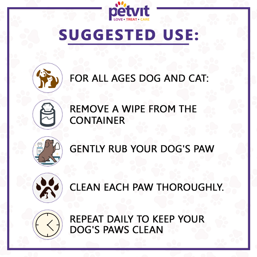 Petvit Paw & Nose Wipes for Dogs and Cats