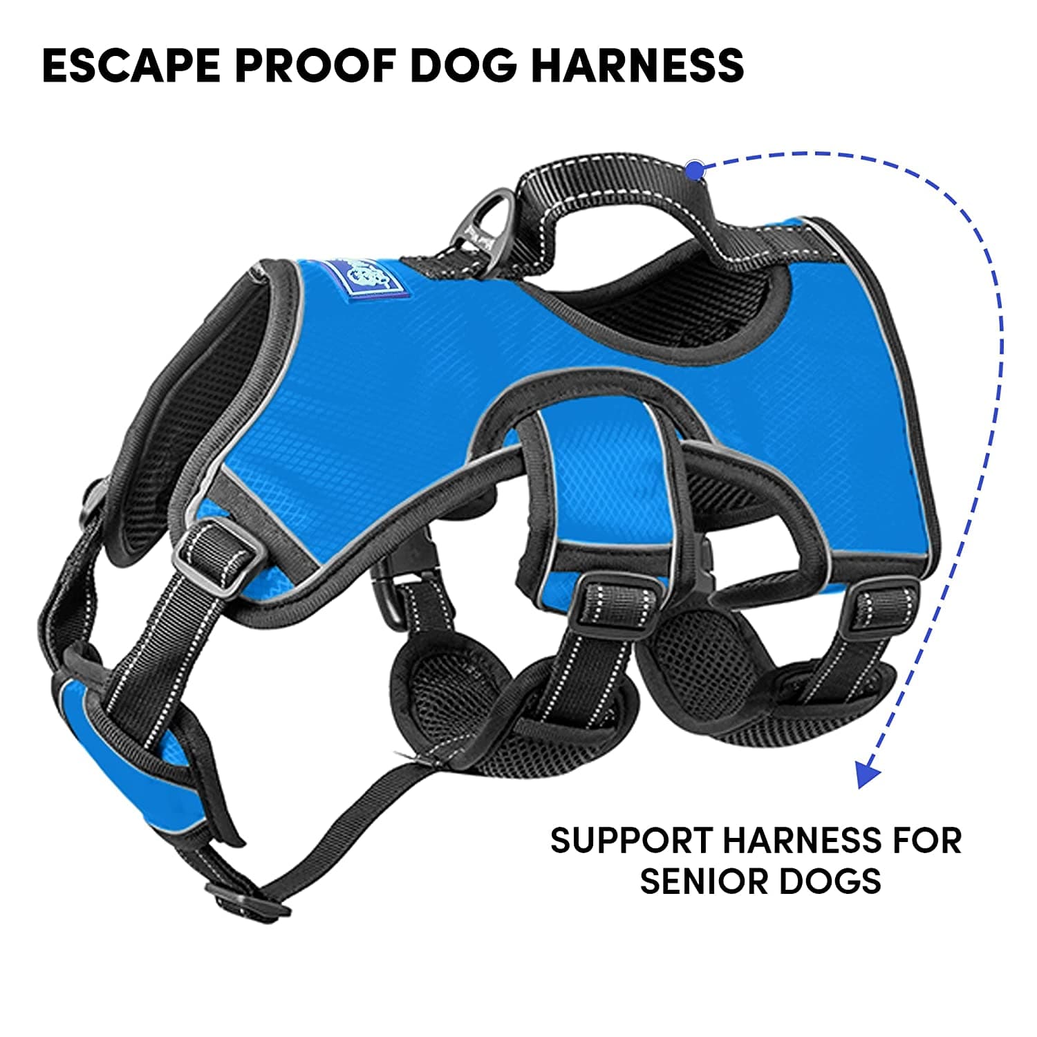 Whoof Whoof Full Body Three Layer Belt Harness for Dogs (Blue)