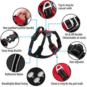 Hank 3M Reflective Harness for Puller Dogs (Red)