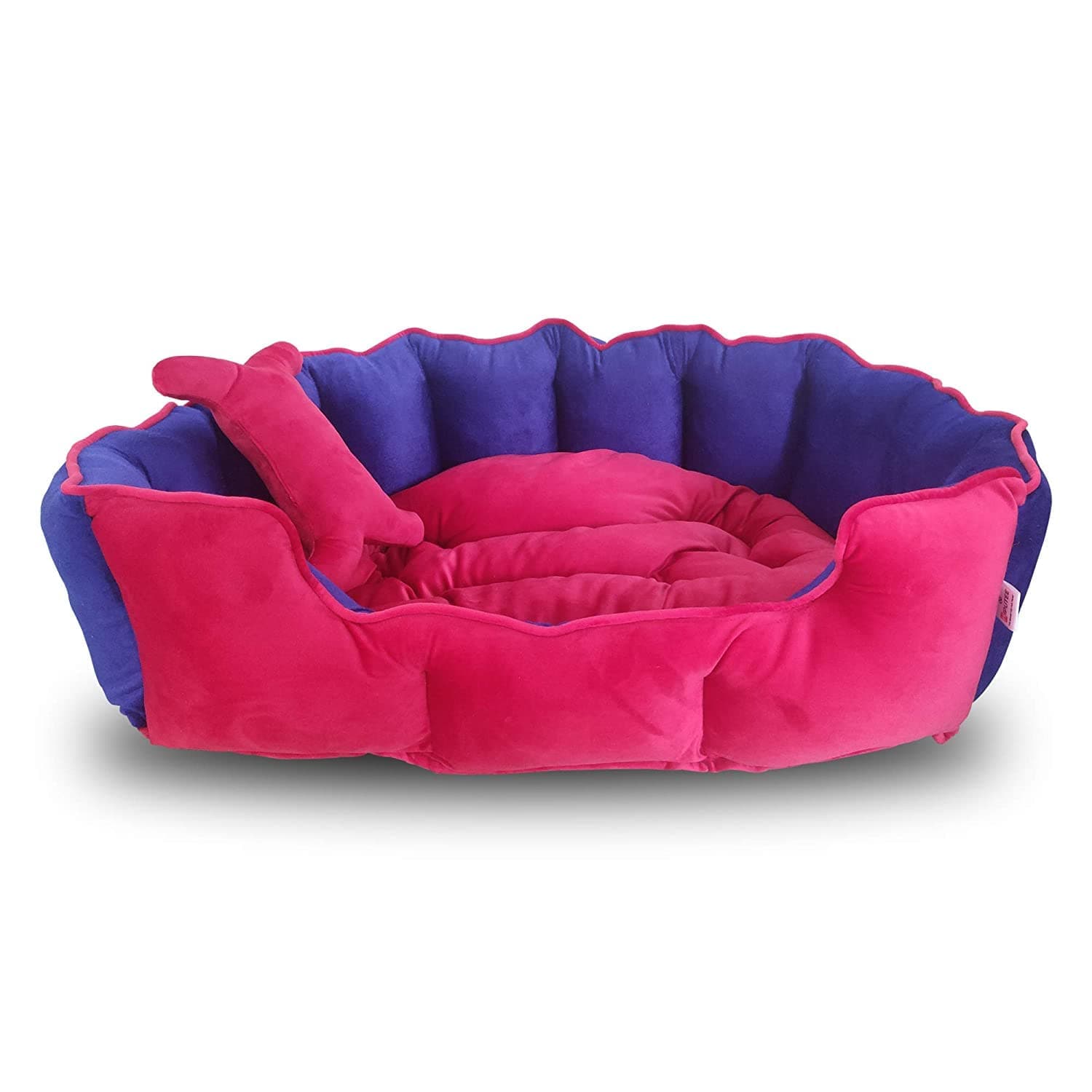 Hiputee Reversible Holland Velvet Bed for Dogs and Cats (Pink, Blue)