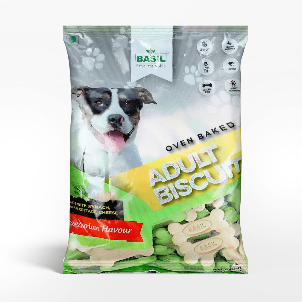 Basil Veg Bone Shaped Adult Dog Biscuits