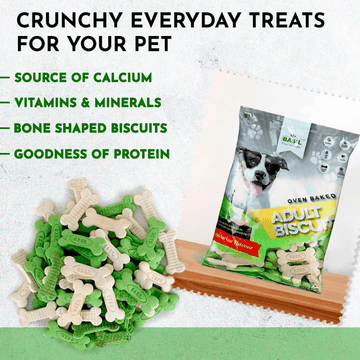 Basil Veg Bone Shaped Adult Dog Biscuits