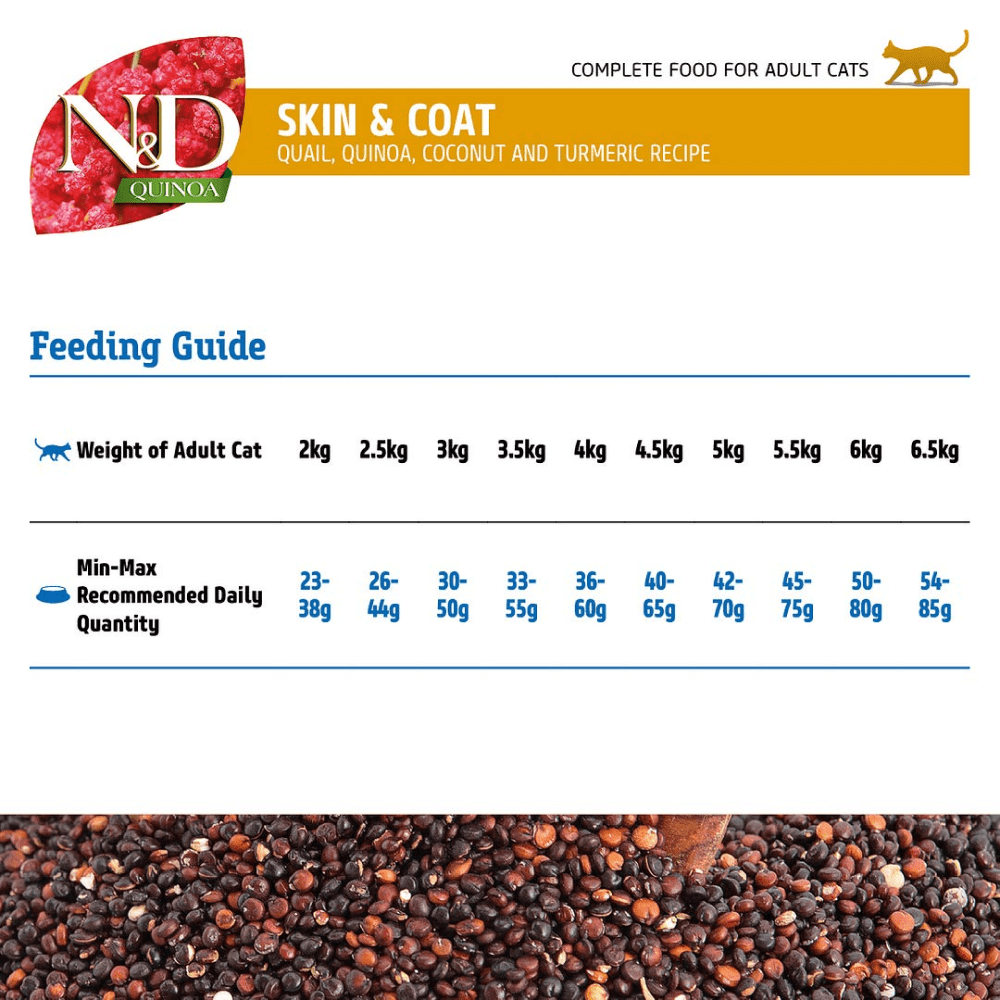 Farmina N&D Quinoa Quail Coconut & Turmeric Skin & Coat Grain Free Adult Cat Dry Food