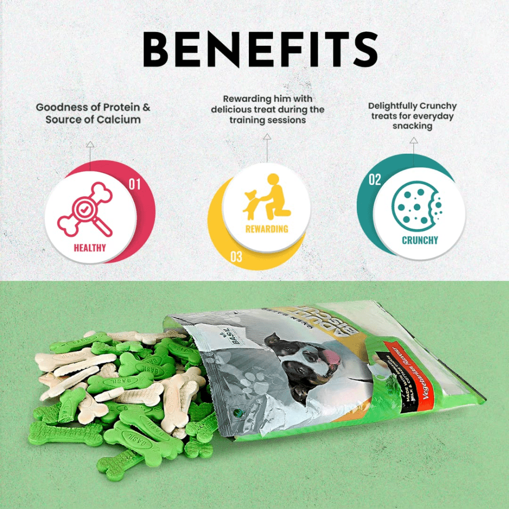 Basil Veg Bone Shaped Adult Dog Biscuits Dog Treats + Others Basil