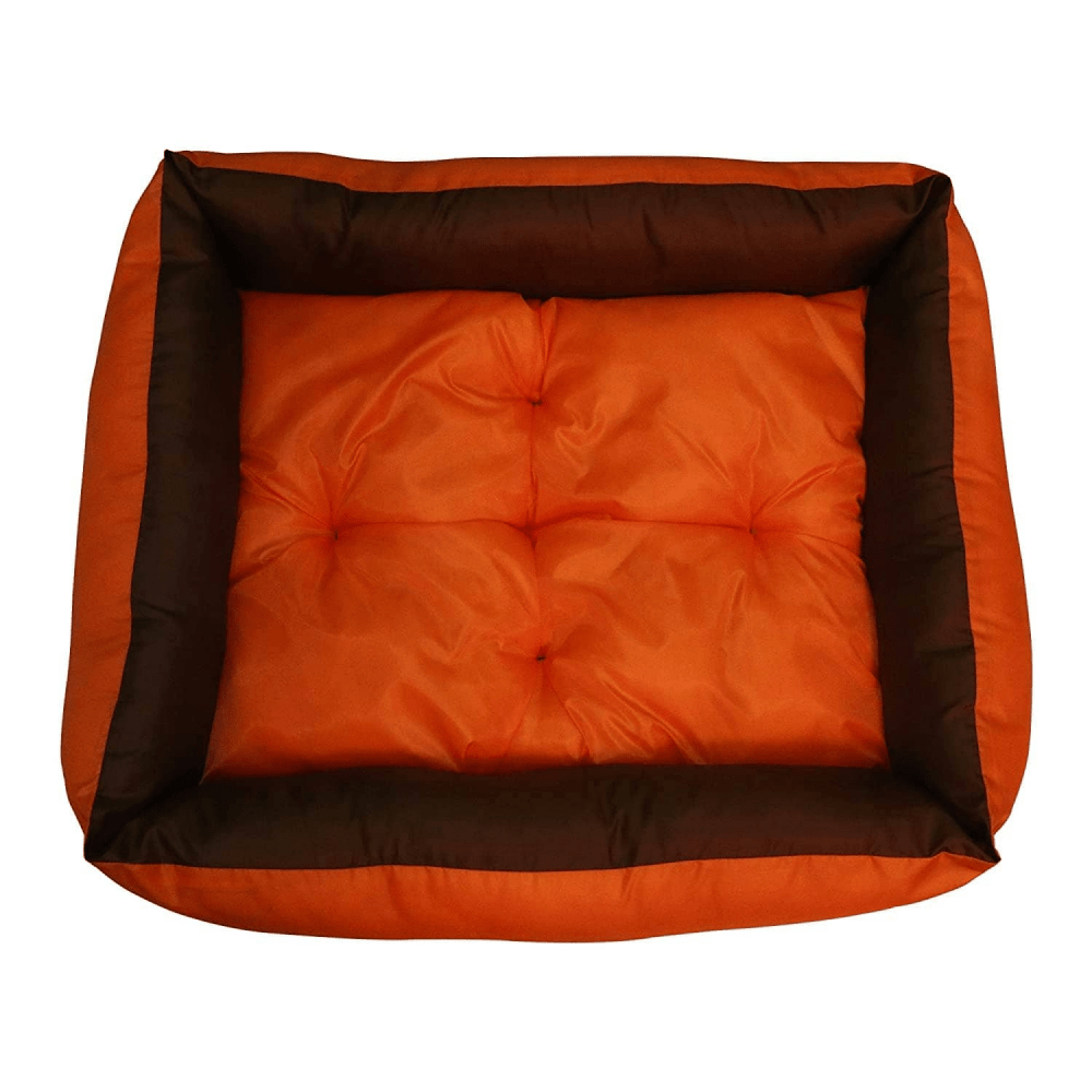 Hiputee Premium Waterproof Reversible Washable Bed for Dogs and Cats (Orange & Brown)