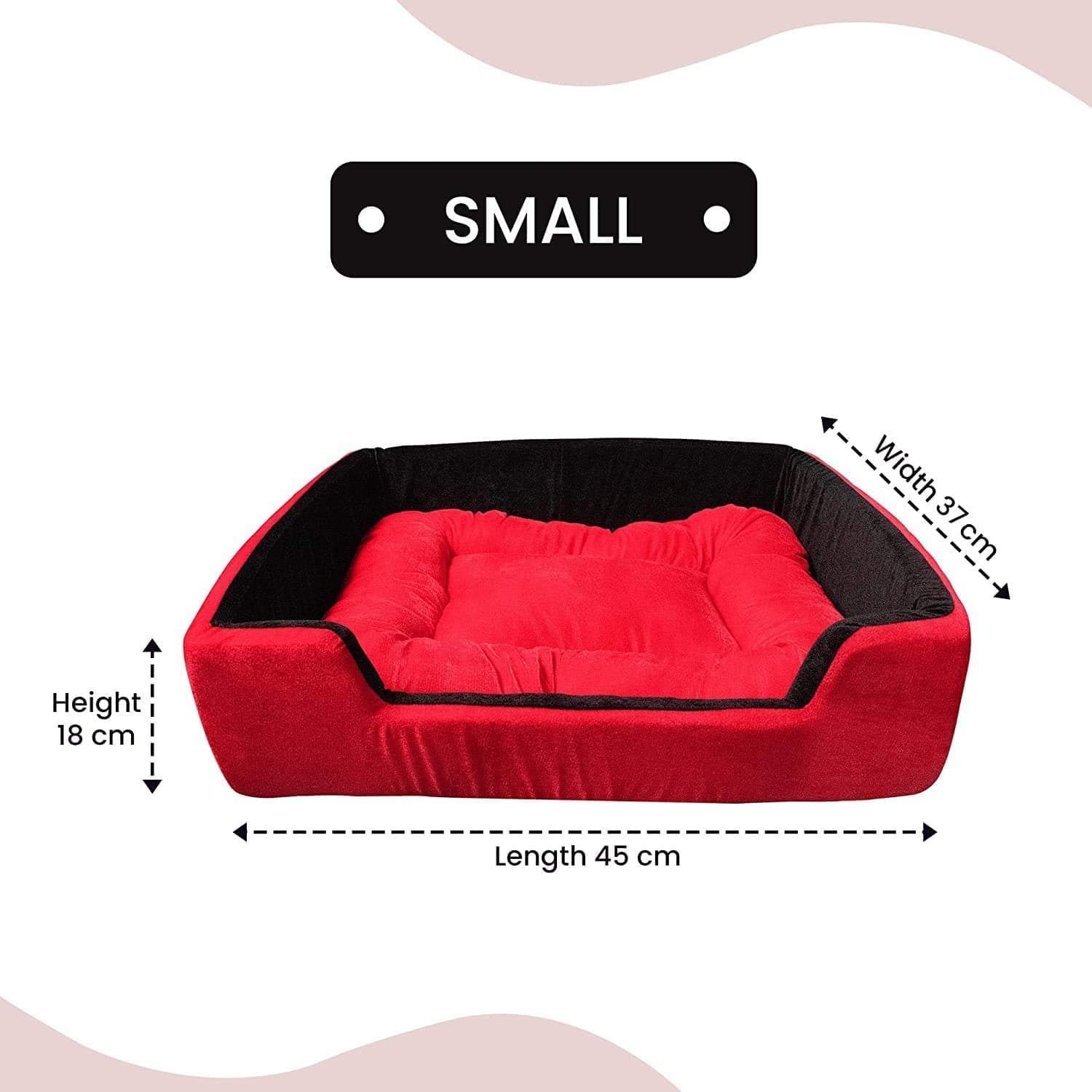 Hiputee Super Soft Dual Rectangle Velvet Bed for Dogs and Cats (Red Black)