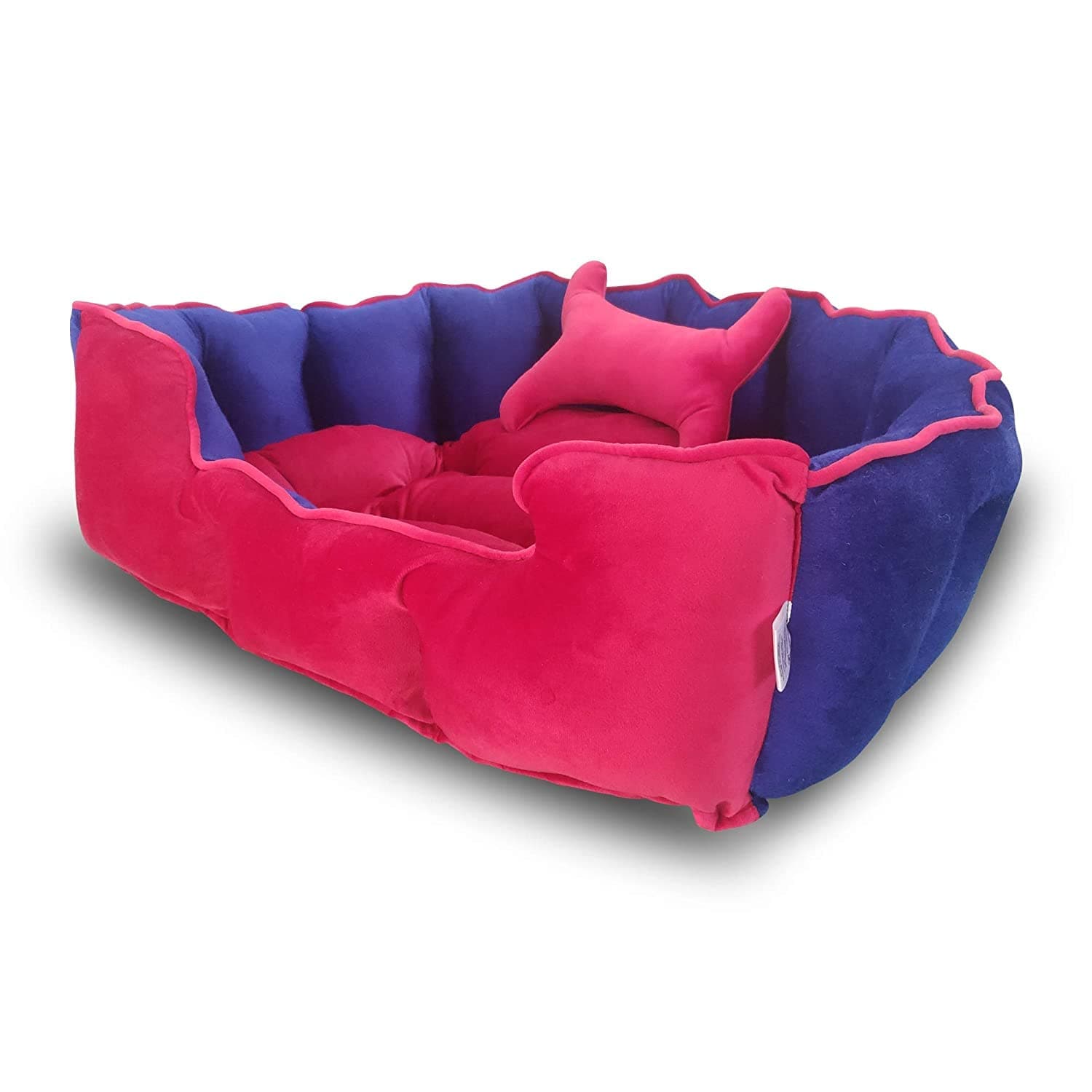 Hiputee Reversible Holland Velvet Bed for Dogs and Cats (Pink, Blue)