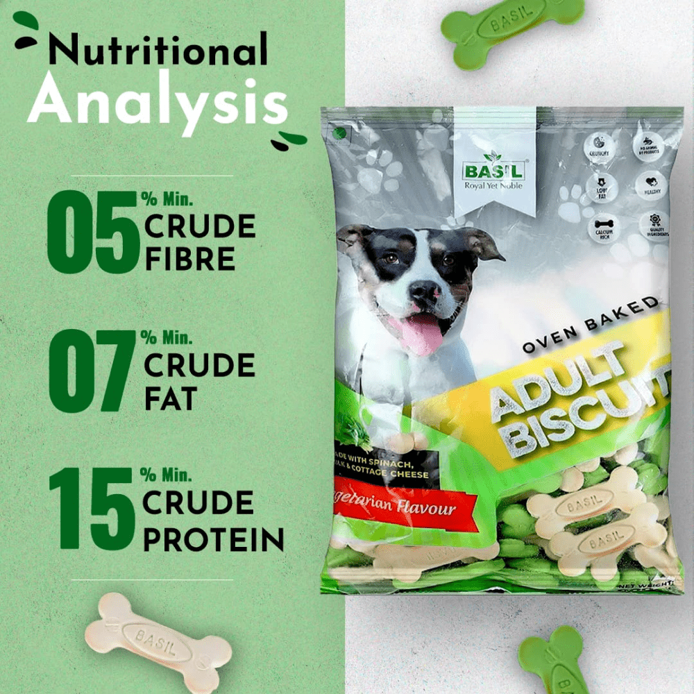 Basil Veg Bone Shaped Adult Dog Biscuits Dog Treats + Others Basil