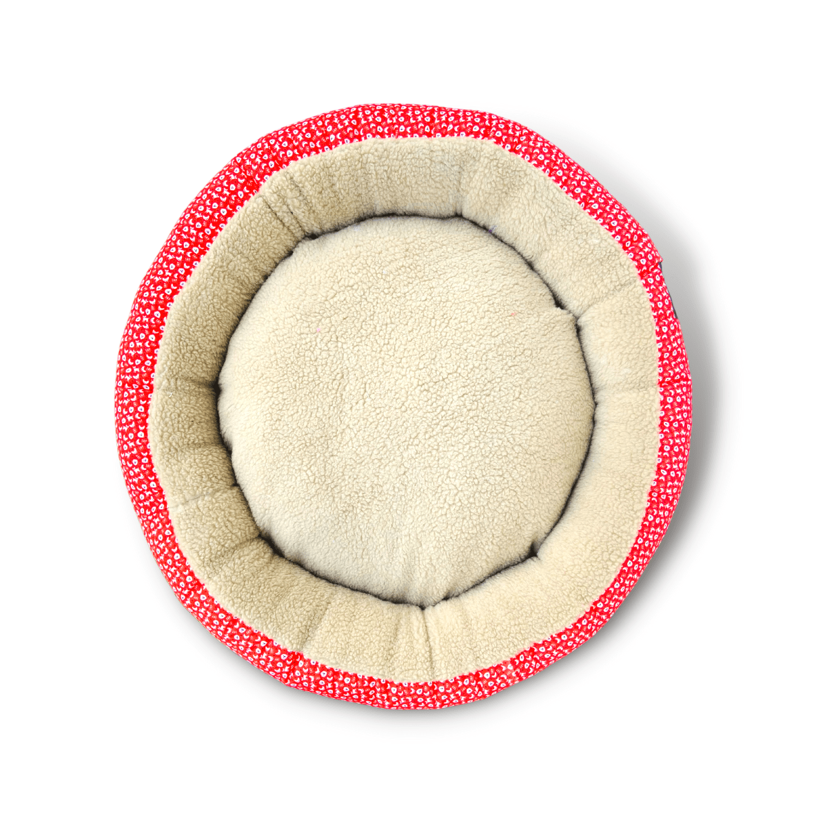 Caninkart Paws Premium Round Beds for Dogs and Cats (Red,Beige)