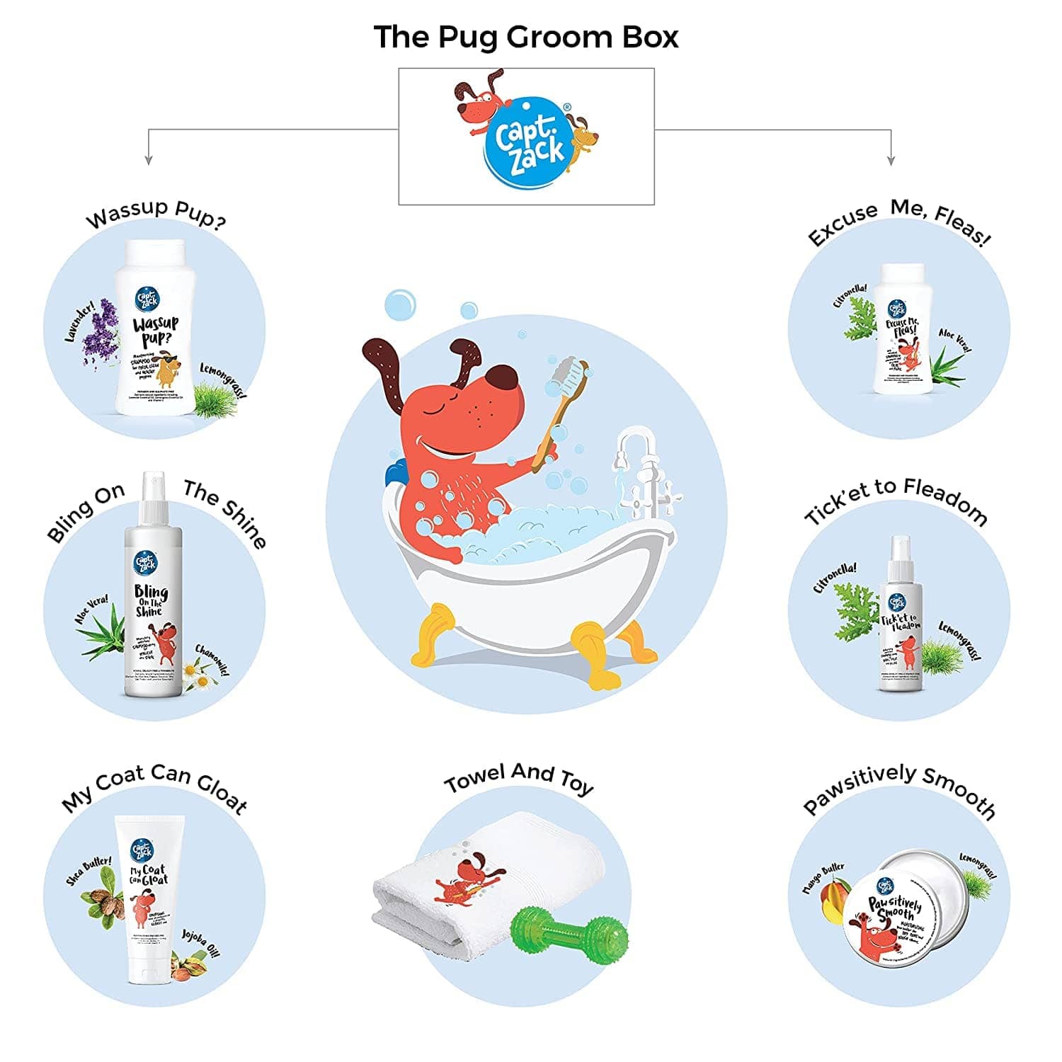 Captain Zack The Pug Groom Box for Dogs