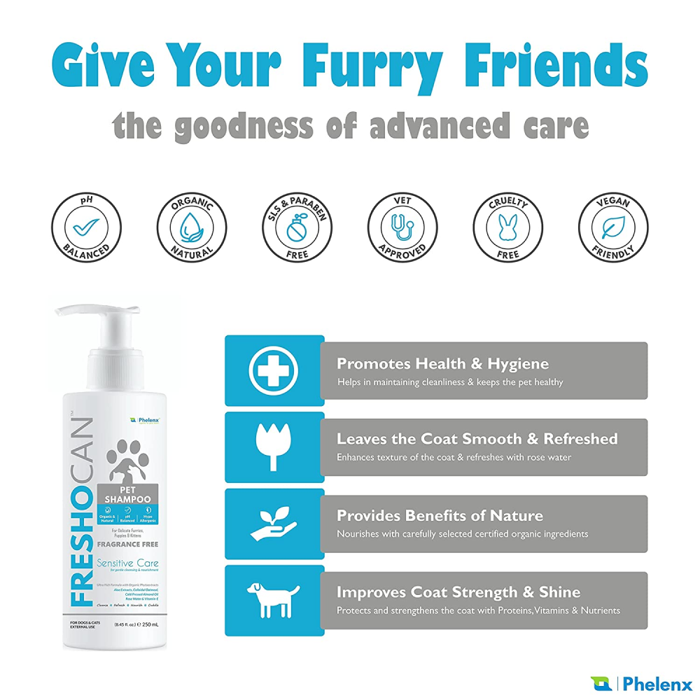 Phelenx Freshocan Sensitive Care Shampoo for Dogs
