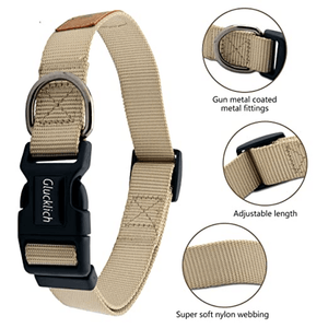 Glucklich Pet Essentials Classic Nylon Collar for Dogs (Beige)