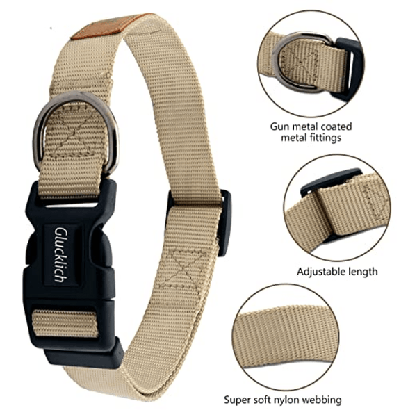 Glucklich Pet Essentials Classic Nylon Collar for Dogs (Beige)
