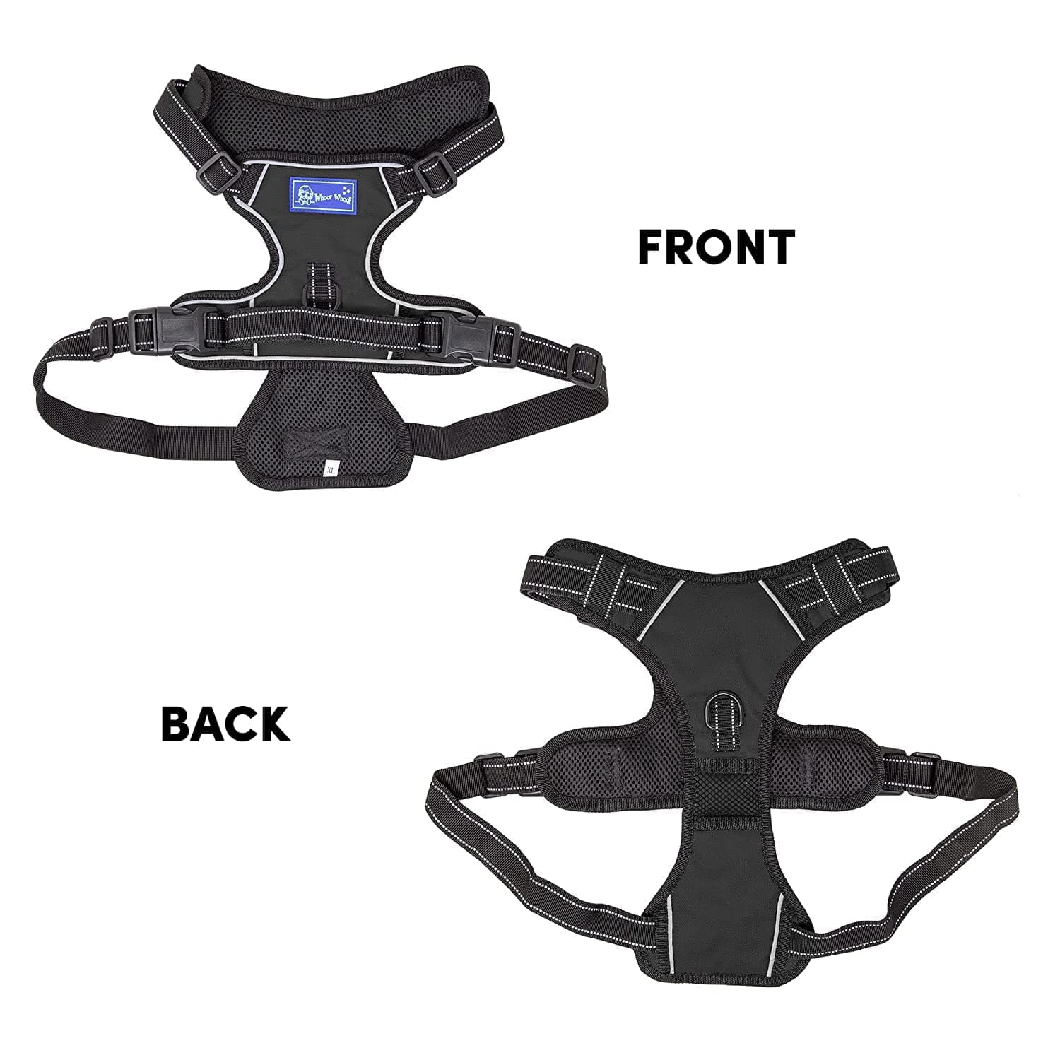 Whoof Whoof Double Padded Harness for Dogs (Black)