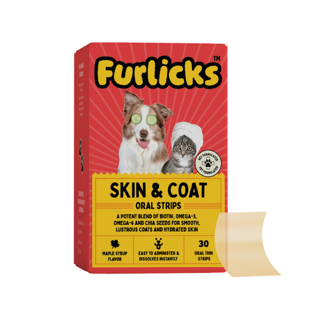 Furlicks Skin & Coat Supplement and Chip Chops Chicken and Codfish Rolls Treats Combo for Dogs
