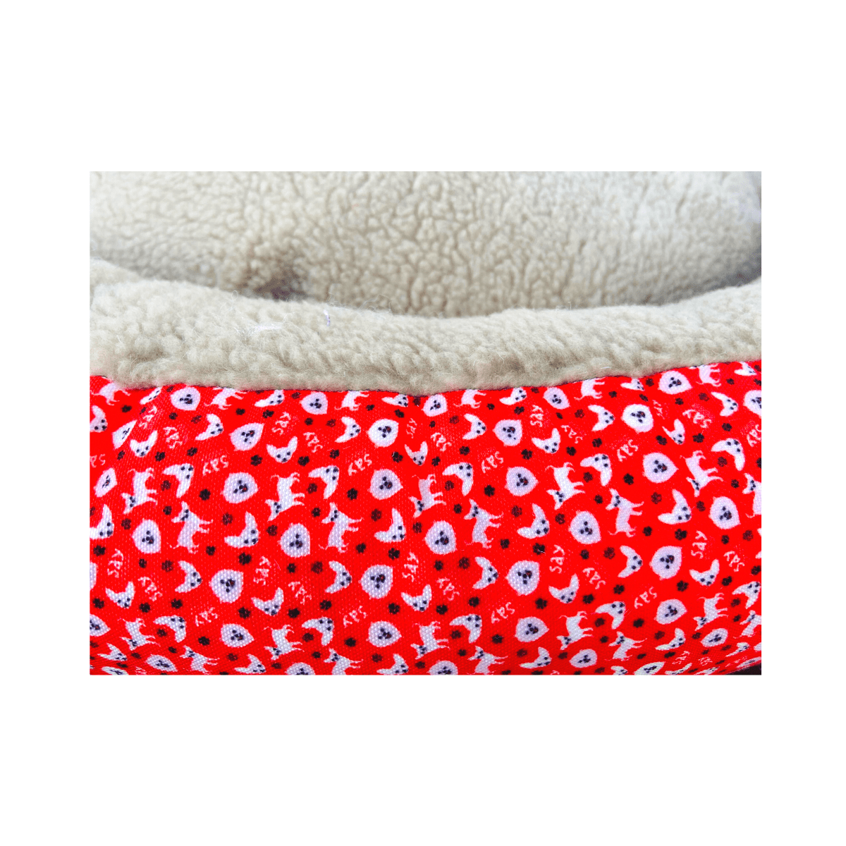 Caninkart Paws Premium Round Beds for Dogs and Cats (Red,Beige)