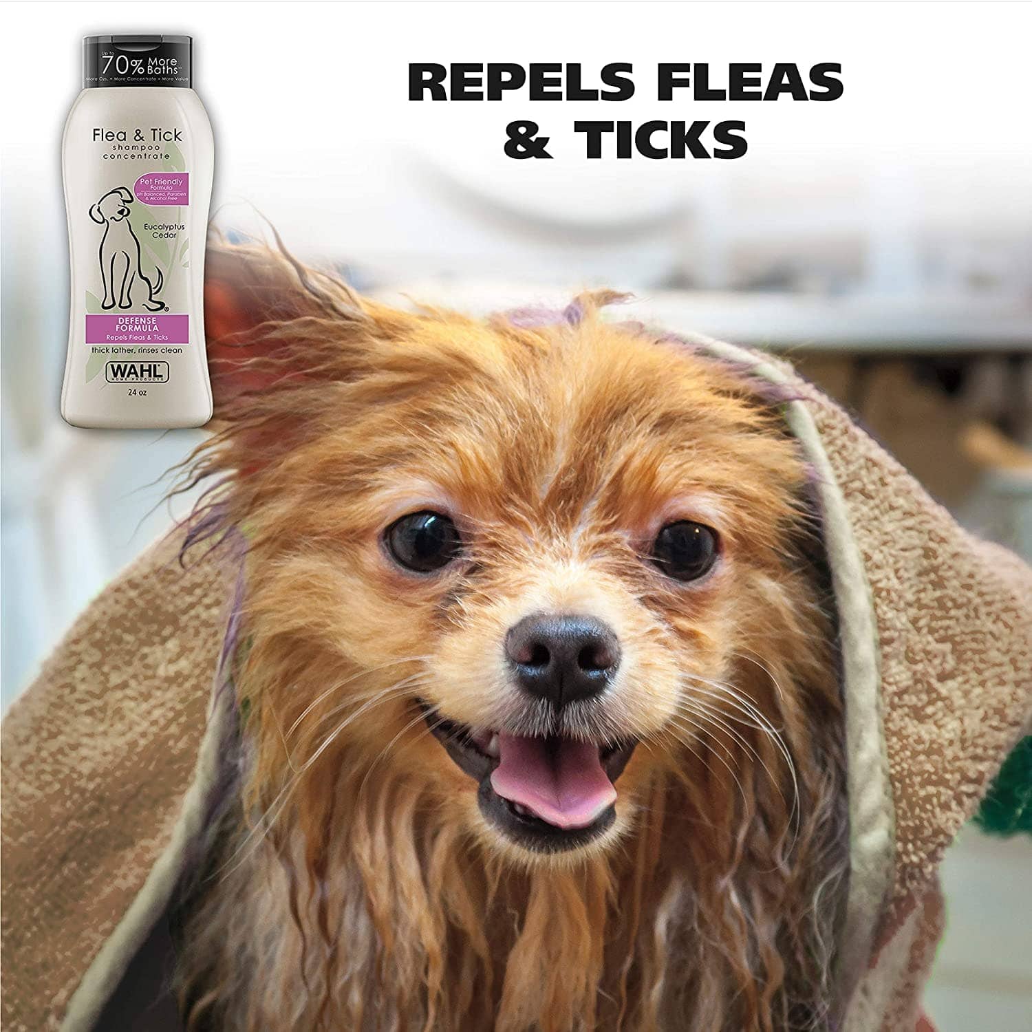 Wahl Flea Comb and Flea & Tick Eucalyptus Cedar Shampoo for Dogs Combo