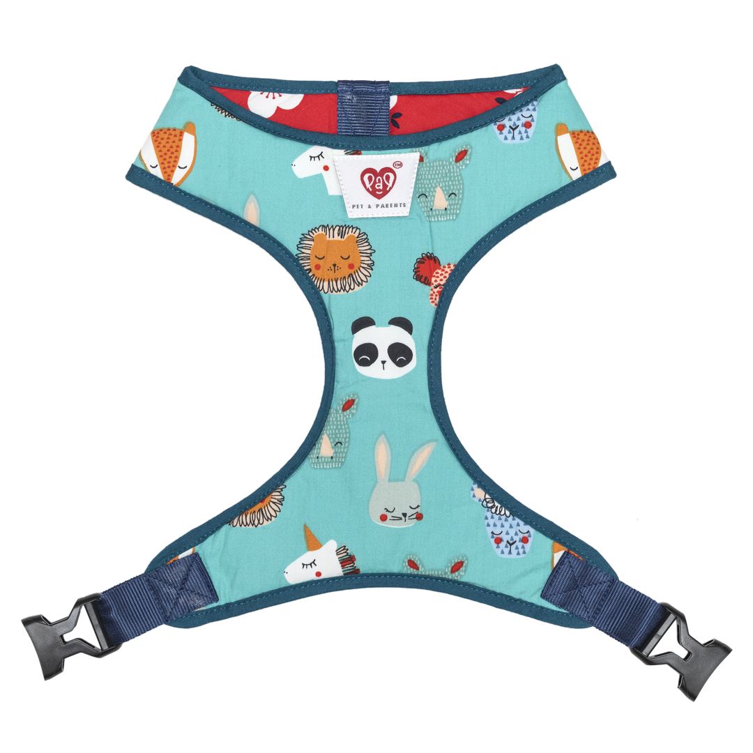 Pet And Parents Floral Cartoon Reversible Harness for Dogs