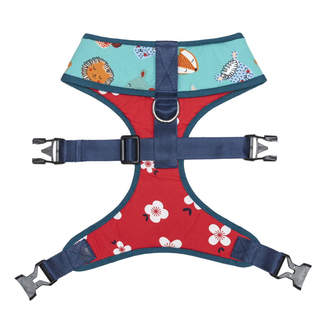 Pet And Parents Floral Cartoon Reversible Harness for Dogs