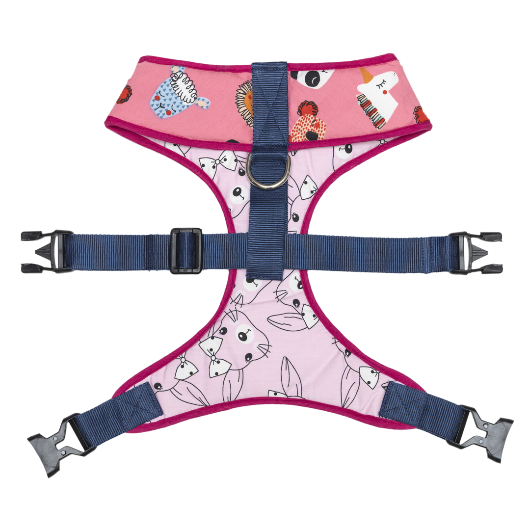 Pet And Parents Pink Faces Reversible Harness for Dogs