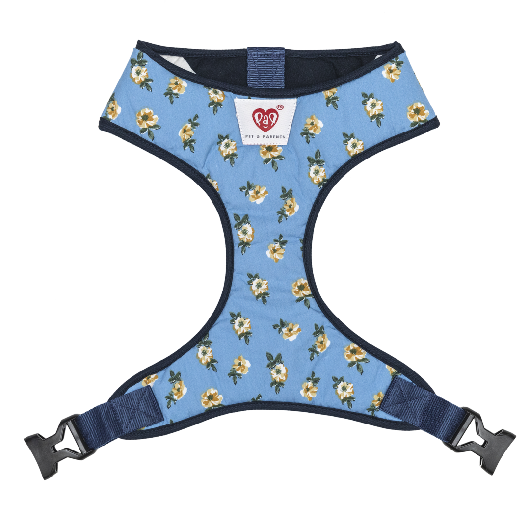 Pet And Parents Blue Flowers and Stripes Reversible Harness for Dogs