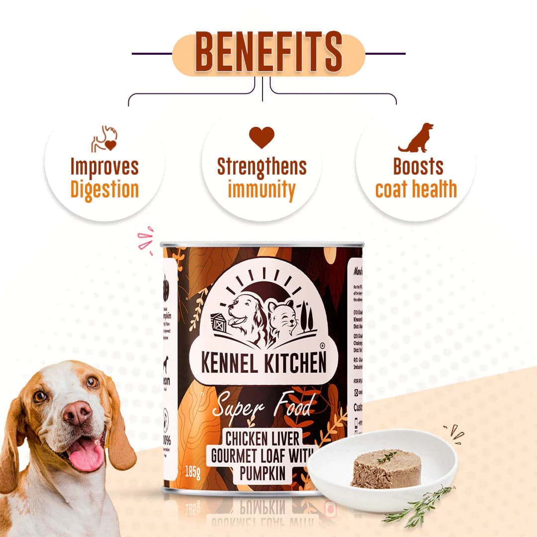 Kennel Kitchen Chicken Liver Gourmet Loaf with Pumpkin Dog Wet Food for Adults & Puppies