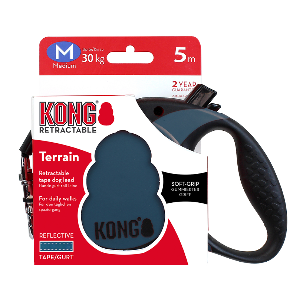 Kong Terrain Retractable Leash for Dogs and Cats (Blue)
