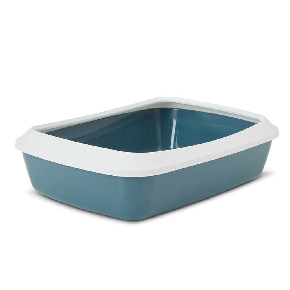 Savic Iriz Litter Tray with Rim for Cats (White Bluestone) Litter Supplies Savic 19x14x6in
