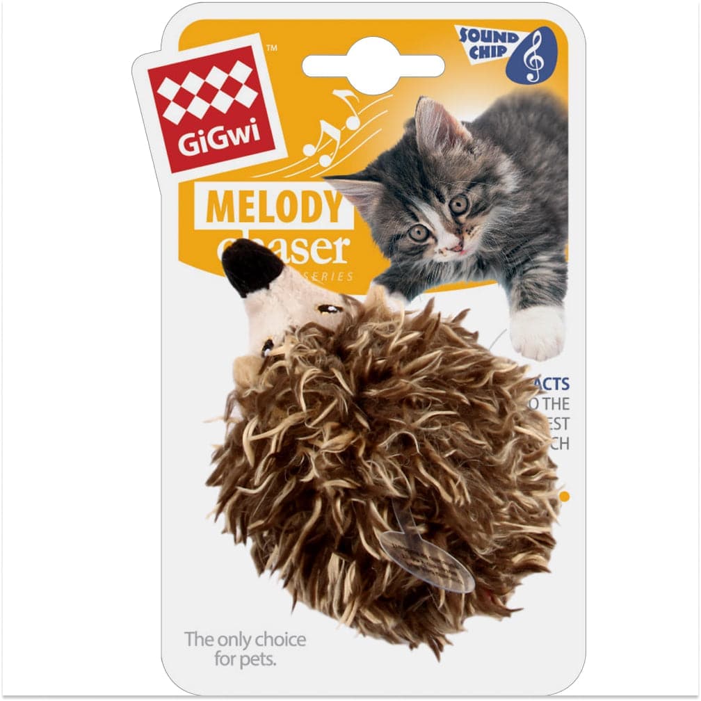 GiGwi Melody Chaser with Motion Activated Sound Chip Hedgedog Toy for Cats (Brown) Cats-Toys GiGwi