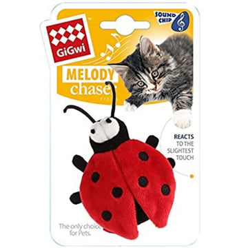 GiGwi Melody Chaser with Motion Activated Sound Chip Beetle Toy for Cats (Red)