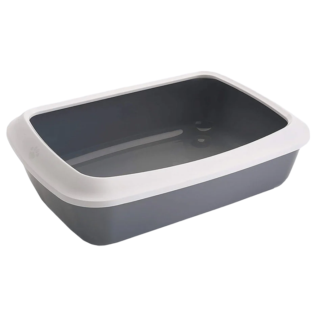 Savic Iriz Litter Tray with Rim for Cats (Cold Grey) Litter Supplies Savic 19x15x6in